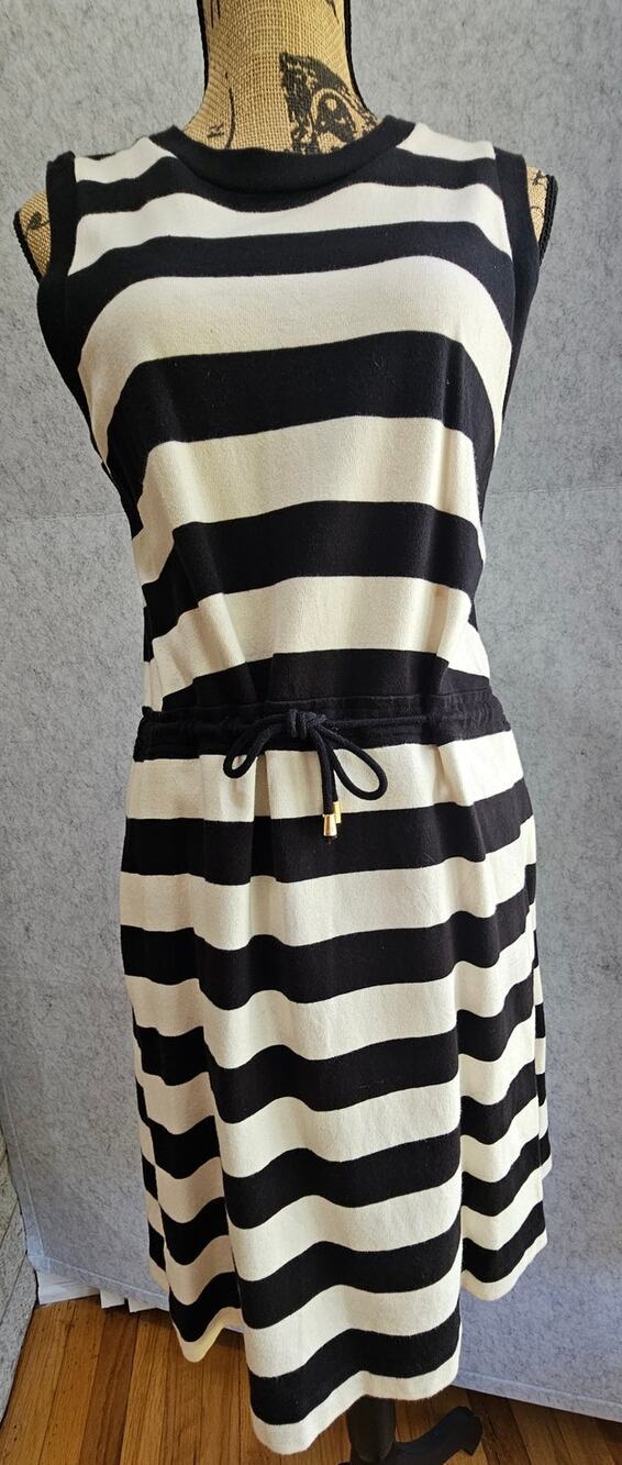 Johnston & Murphy Striped Sleeveless Knit Dress Size 8 Nautical Coastal